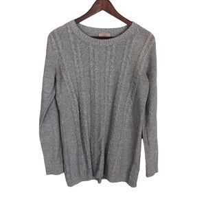 Loft Gray Cable Knit Sweater Women's Size Large